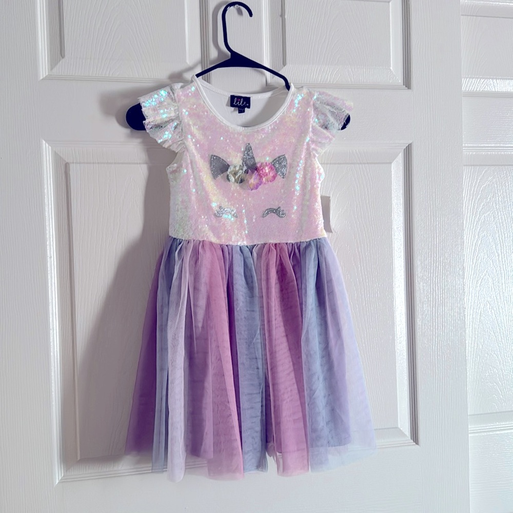 glitter unicorn girl dress
